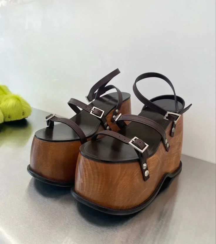 AIERTU  - Platform Sexy Wedge Heel Women's Pump  New Street Fashion Party Buckle Sandals Open Toe Belt Buckle Catwalk Stage High Heels Aiertu
