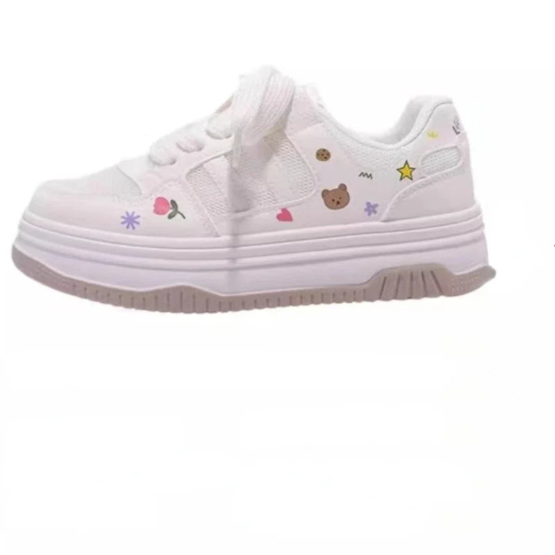 Aiertu Cute Cartoon Designer Sneakers Women 2024 Summer Breathable Mesh Women's Vulcanized Shoes Casual Fashion Student Platform Shoes Aiertu