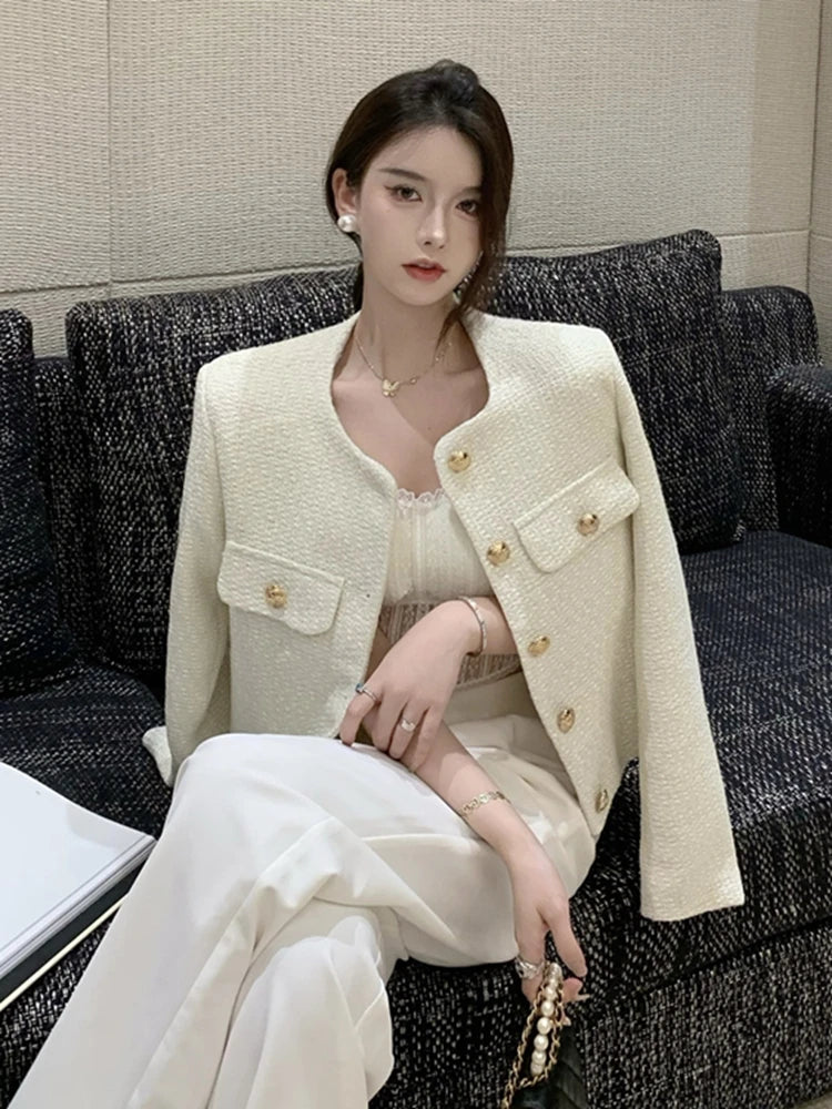 Aiertu High Quality Fashion Small Fragrance Tweed Jacket Coat Women Korean Elegant Coats 2023 New Spring French Vintage Outerwear Top Aiertu