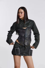 Aiertu 2024 Spring American Grunge Hotsweet Style Solid Color Zipper Skirts Women's Retro Casual High Waist Slim Fit Female Mini Skirt Aiertu