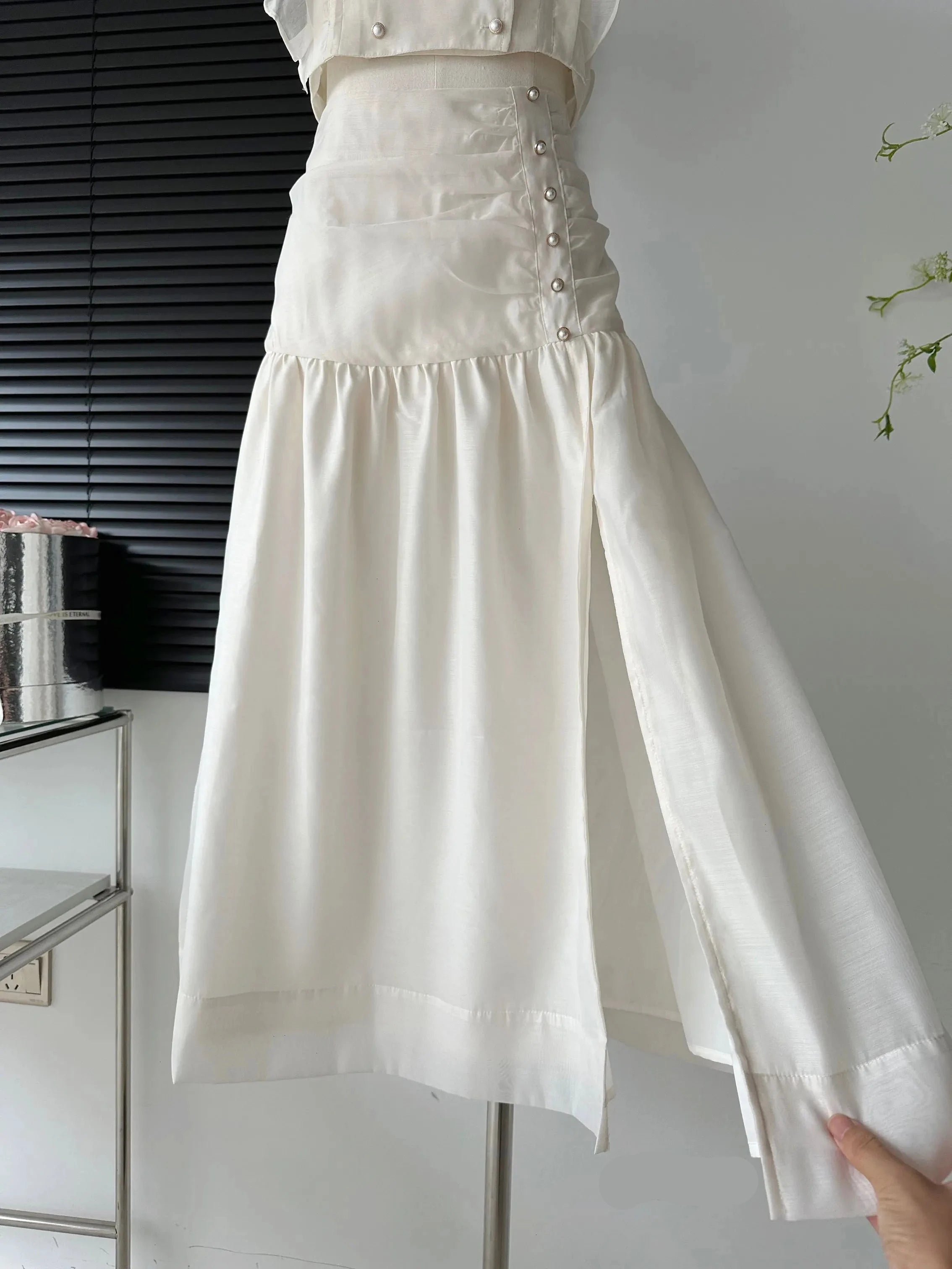 Aiertu White Suit With Square Mid-length Skirts Cute Sets Women Casual Women's Aesthetics Dress Outfits Top Skirt Aiertu