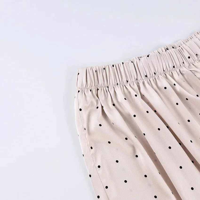AIERTU  -  White Polka Dot Wide Straight Pants Loose Fit Spring Summer Chic Commuter Office Casual For Women Elegant Day To Night Aiertu
