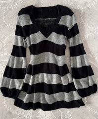 AIERTU  -  Women's Sweater Vintage Clothing 90s Winter Knit Goth Slim Long Sleeve Korea Chic Sweaters Stripe Y2k Coat Fashion Punk Pullover Aiertu
