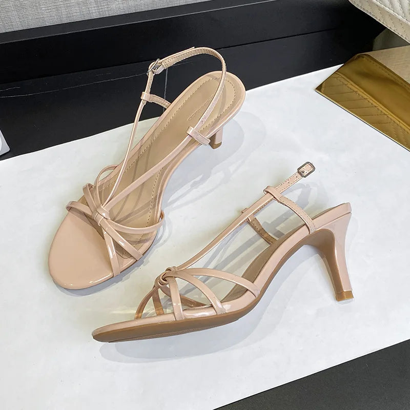 AIERTU  -  Summer New One-word Buckle Temperament High Heels Women's Stiletto Strap Sandals Aiertu