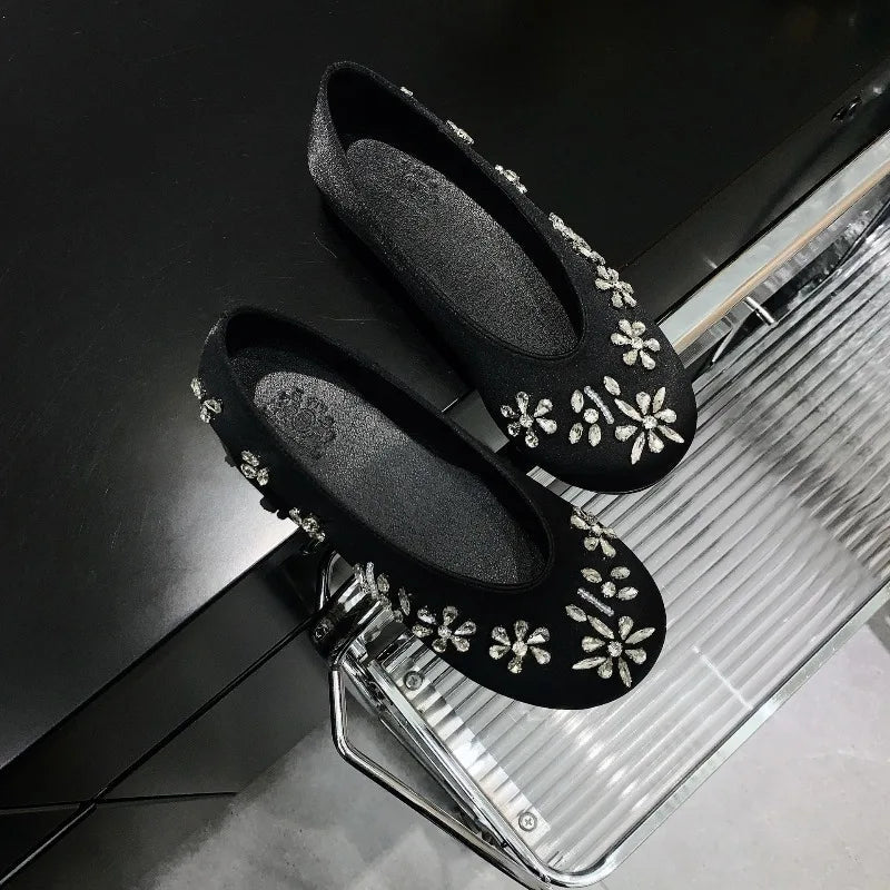 AIERTU  -  Women's Mary Jane Shoes Exquisite Rhinestone Flower Casual Shoes for Woman Fashion Ballet Flat Shoe Designer Shoes Zapatos Mujer Aiertu