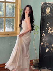 Aiertu Summer Beach Vintage Sexy Straps Sleeveless Wedding Maxi Dresses for Women Clothing Elegant Fashion Evening Party Bodycon Dress Aiertu