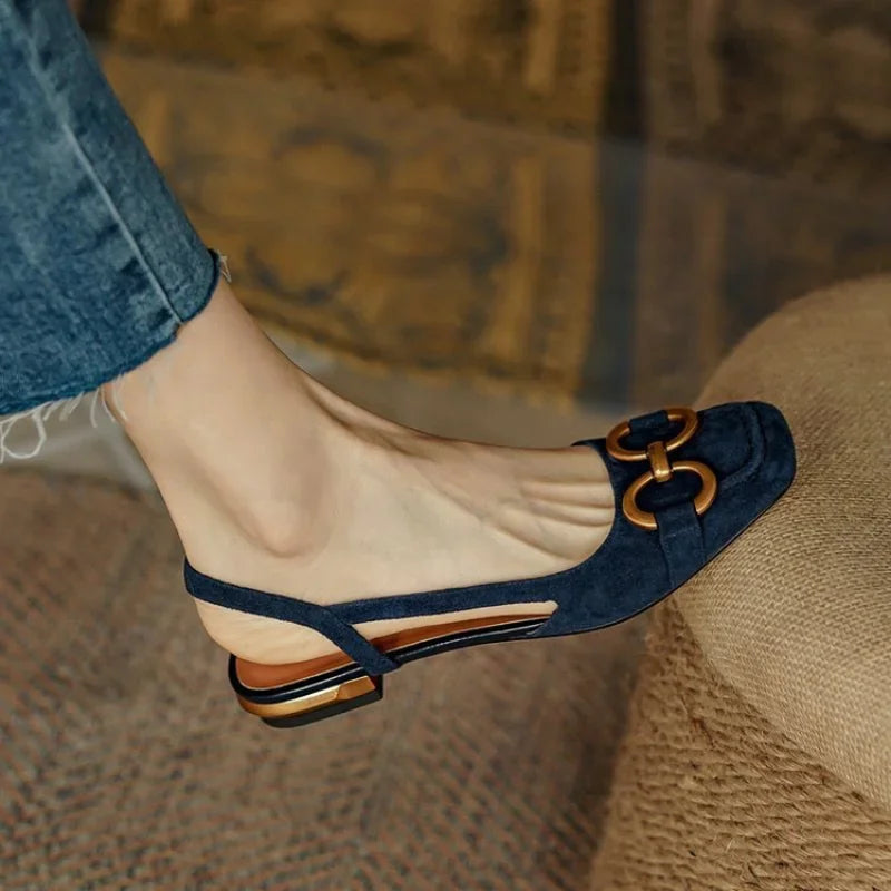 Aiertu  French Vintage Women Sandals Summer 2023 New Elegant Low Heel Shoes Lazy Casual Muller Shoes Designer Women Shoes Aiertu