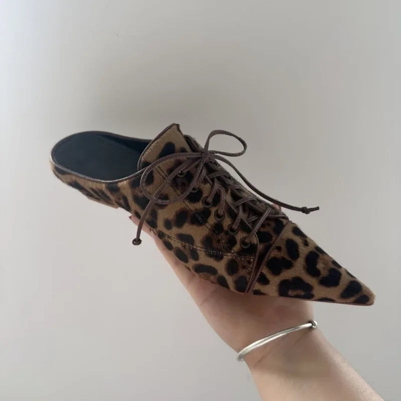 AIERTU  -  Fashion Women Shoes Retro Leopard Print Mueller Slippers for Woman Comfort Pointed Tip Casual Shoes Designer Shoes Zapatos Mujer Aiertu