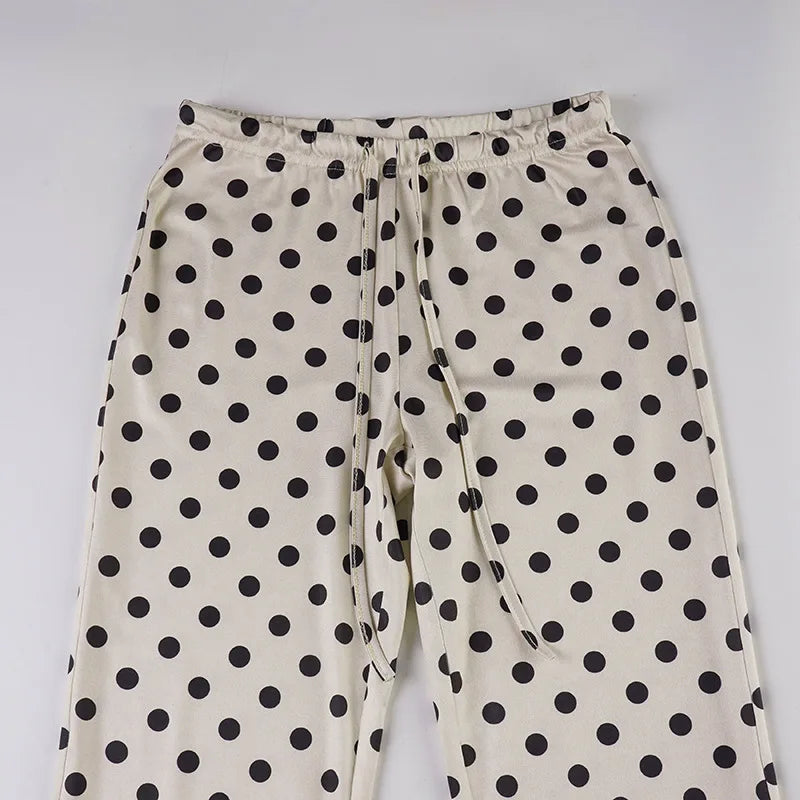 AIERTU  -  Retro Polka Dot Printed Micro-pull Pants Autumn New Loose Casual Low-rise Trousers Aiertu