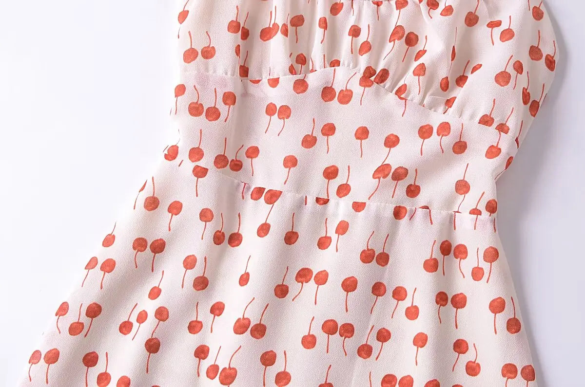 Aiertu 2024 Women French Vintage Floral Print Sling Mini Dress Sexy Sleeveless V Neck Female Holiday Summer Dresses Aiertu