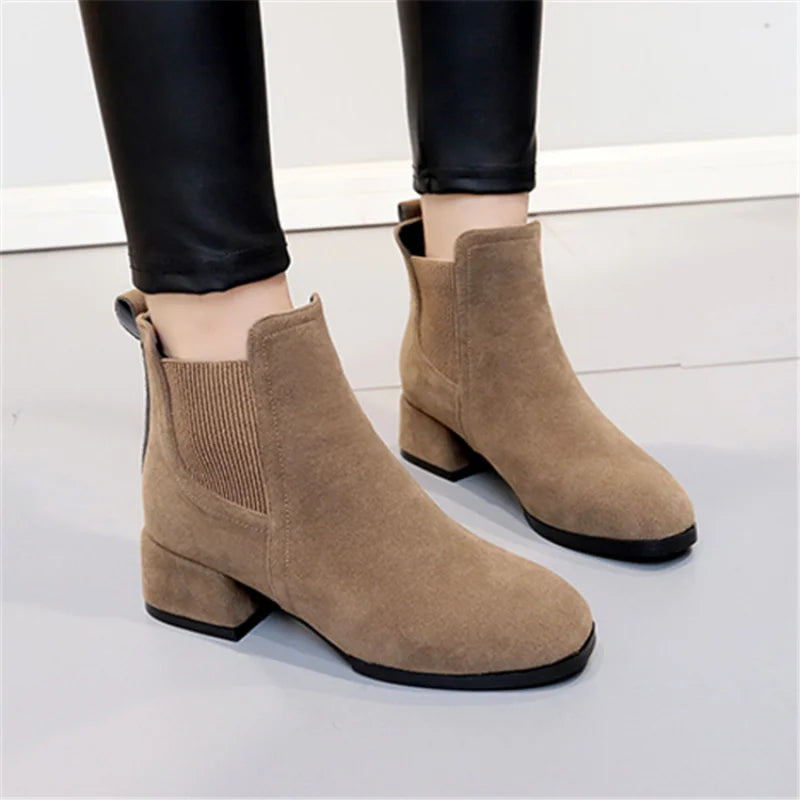 2024 autumn winter new women's wild short boots round head comfortable suede boots women's simple sets of boots mujer Aiertu