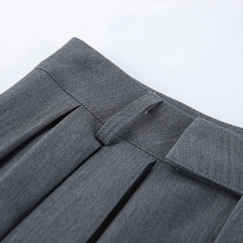 AIERTU  -  French Stylish Commuter Gray Pleated Harem Pants for Women Summer Fashion High Waist Chic Baggy Trousers with Pockets Aiertu