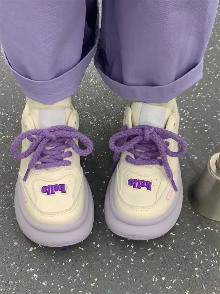 Aiertu Women Sneakers Purple Platform Sports Shoes Skateboard Tennis Female Flat Casual Vulcanize Kawaii Korean Spring Summer Footwear Aiertu