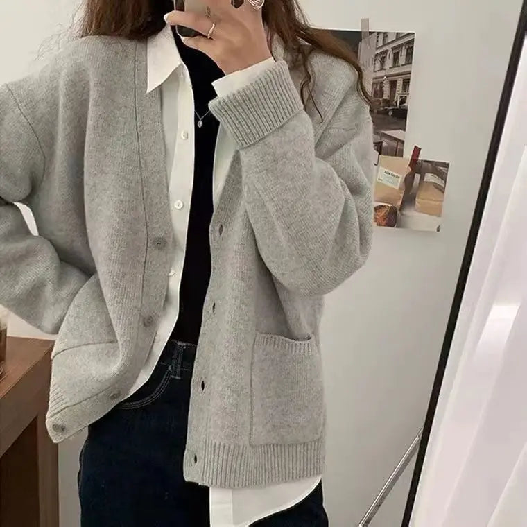 AIERTU  -  Girly Knitted Sweater Cardigan Long-sleeved Jacket College Style Autumn and Winter Sweater Women Aiertu