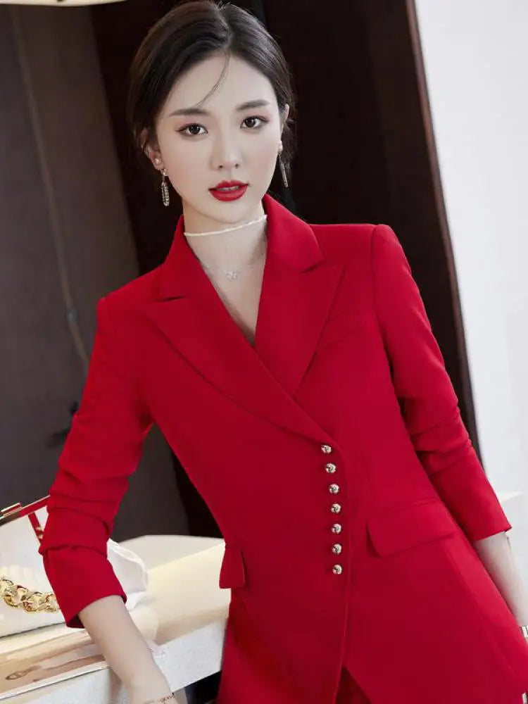 Aiertu Korean Fashion Women's Red Professional Blazer Coat New Black Long Sleeve Single Breasted Suit Jackets Female Autumn Winter Aiertu