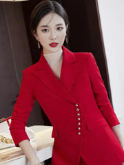 Aiertu Korean Fashion Women's Red Professional Blazer Coat New Black Long Sleeve Single Breasted Suit Jackets Female Autumn Winter Aiertu