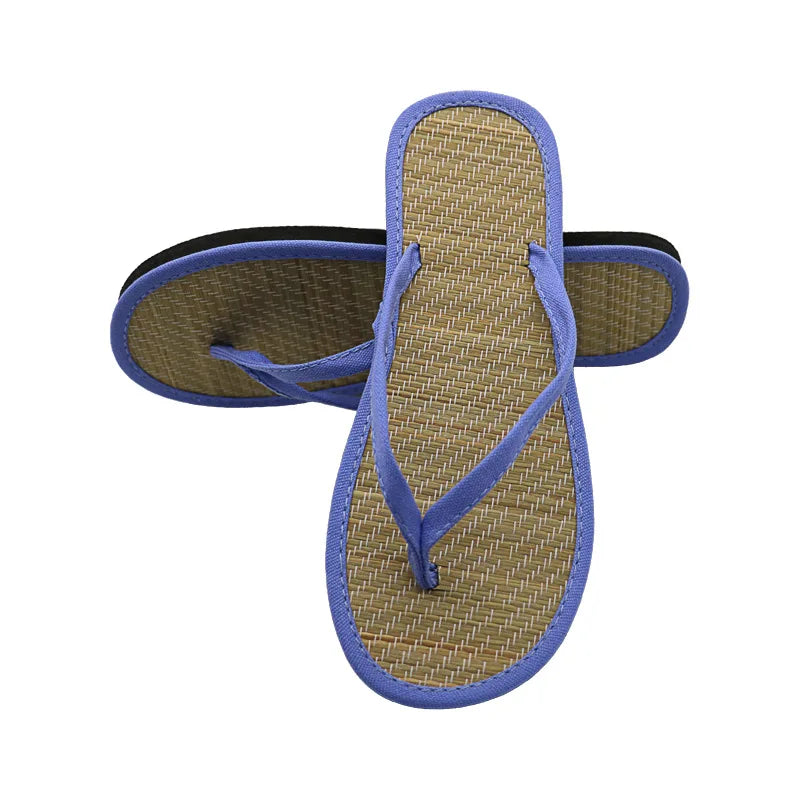 AIERTU  -  New Summer Japanese Style Rattan Straw Flip Flops For Men Women Flat Straw Mat Slippers Casual Indoor Outdoor Wear Sandals Aiertu