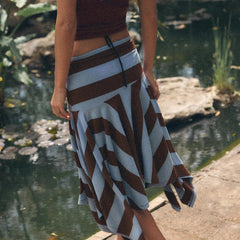 AIERTU  -  Fashionable Striped Asymmetric  Skirt for Women Low Waist Irregular Hemline Standard Fit Zadata Brand New Summer Aiertu