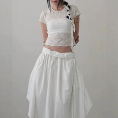 AIERTU  -  Retro Chinese Three-dimensional Jacquard Rose Simple Texture Short-sleeved Slim T-shirt Top Short Style Aiertu