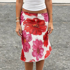 AIERTU  -  New Women's Slim Fit Fashion Casual Skirt Holiday Style Big Floral Print Bodycon Midi Skirt Slimming High Waist Wrap Skirt Aiertu