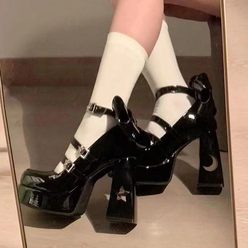 Aiertu - Celestial Starlit Goth  Shoes Dark Academia Kawaii Academia Y2K Cottagecore Coquette Fairycore Dollette Princesscore Aiertu