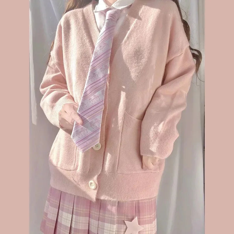 AIERTU  -  Girly Knitted Sweater Cardigan Long-sleeved Jacket College Style Autumn and Winter Sweater Women Aiertu