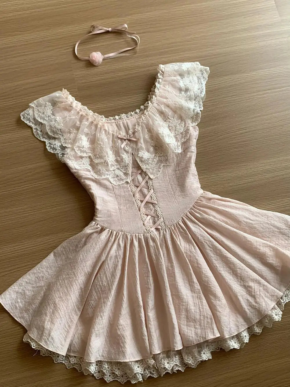 AIERTU  -  Shoujo Girl Lolita Lace Pink Dresses Y2k Sweet Kpop Sleeveless High waist Ball Gown Woman Summer Dress Harajuku Cute Short Skirt Aiertu