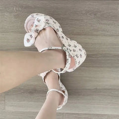 AIERTU  -  New Summer Women Floral Platform Thick Bottom Sandals Fashion Open Toe Party Dress Shoes Street Style Wedges Heels Sandalias Aiertu