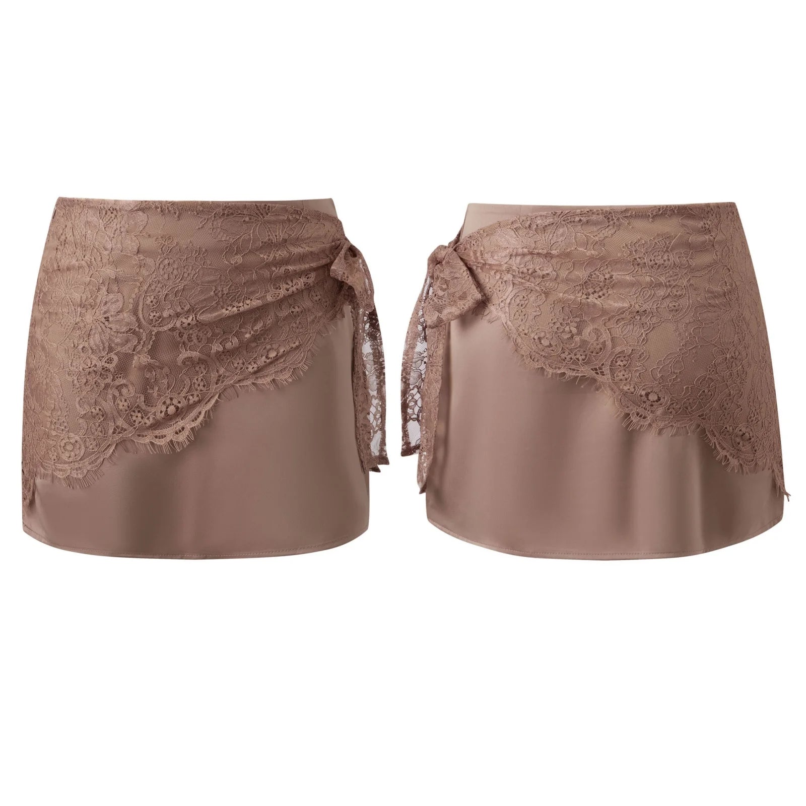 AIERTU  -  Summer Women's Satin Mini Skirts High Waist Bodycon Lace Wrap Skirts Party Club Elegant Sexy Skirts Aiertu