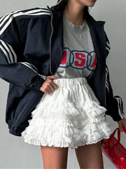 Aiertu Korean Style Summer New Academy Style White Cake Shorts Lace Sweet Cool Girl High Waist Slimming Fluffy Short Skirts for Women Aiertu