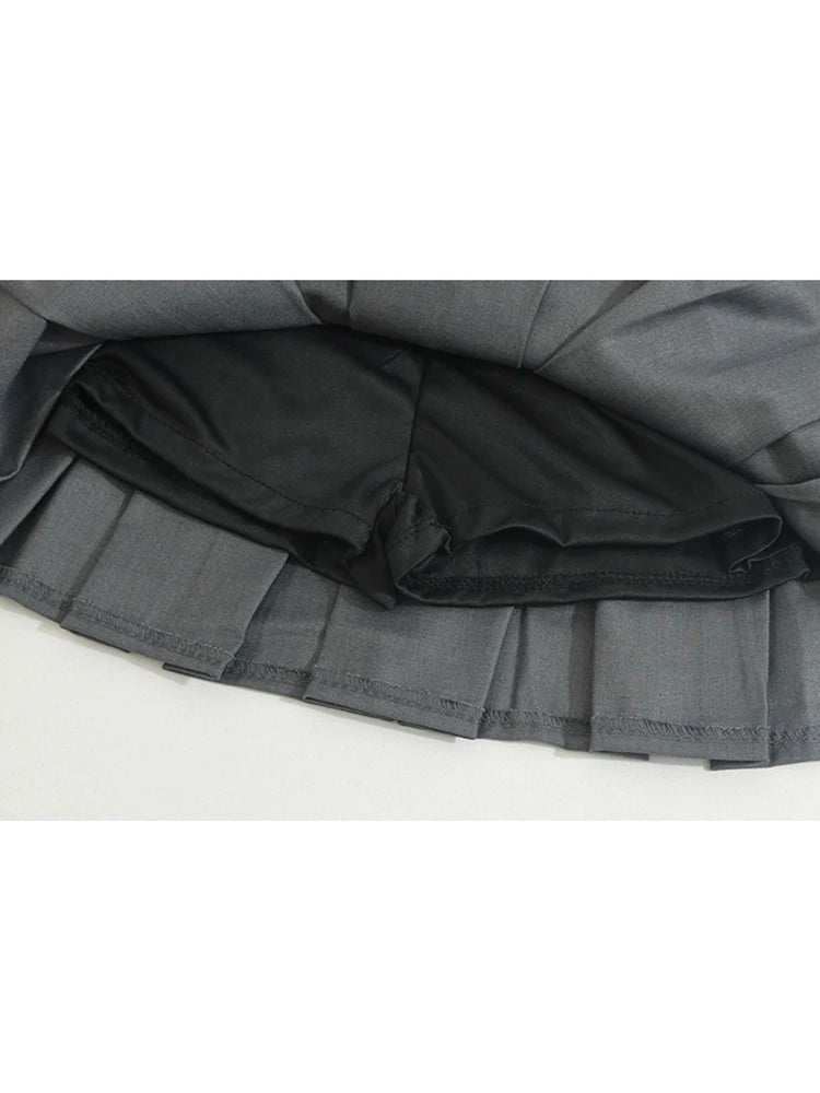 Aiertu Women's Pleated Skirt Kawaii Gothic Black Mini Skirt Korean High Waist Y2k Harajuku Vintage Bandage A-line Skirt Clothes Summer Aiertu