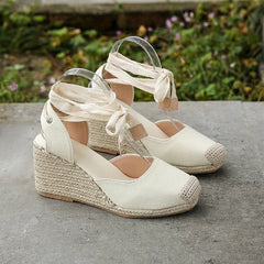 Women's Espadrille Ankle Strap Sandals Comfortable Slippers Ladies Womens Casual Shoes Breathable Flax Hemp Canvas Pumps Aiertu