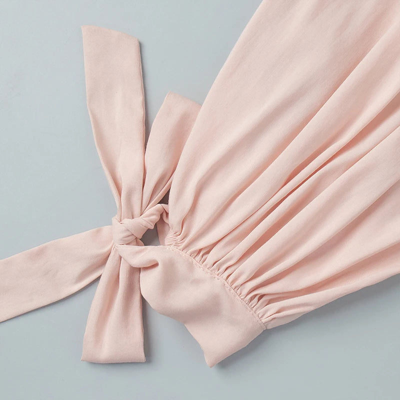 AIERTU  -  Summer Spring Strapped Lantern Pants High Waist Elastic Loose Sweet Girl's Party Long Ruched Pink Trousers Clubwear Aiertu