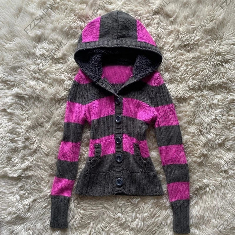 AIERTU  -  Hotsweet Y2k Knitted sweater Stripe Harajuku Punk Knitt Clothes Streetwear Vintage vibe Pullover Fashion Gothic Top Subculture Aiertu