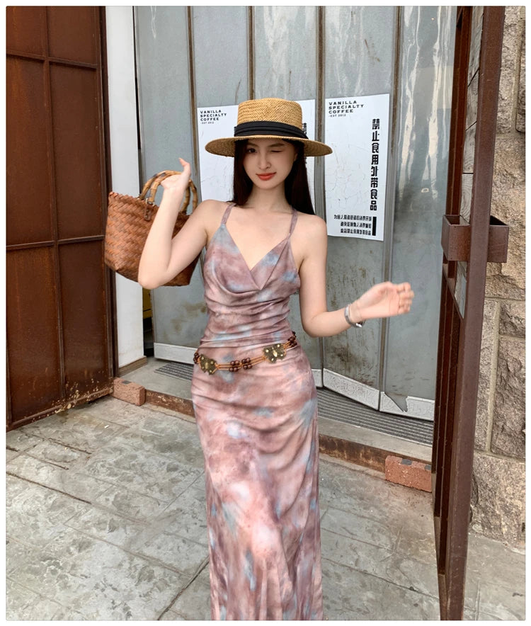 Aiertu Spaghetti Strap Elegant Bodycon Women Summer Dress New Sleeveless Casual Slim Party Birthday Beach Vestidos Female Clothes Mujer Aiertu
