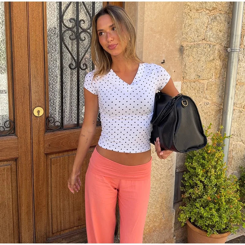 AIERTU  -  Casual Fold Solid Women's Pants Loose Elastic Waist Wide Leg Pleated Female Trousers Summer Lady Chic All-match Trouser New Aiertu