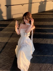 Japanese Sweet Kawaii Elegant Dress Women Solid Y2k Summer Vintage Short Party Dress Female Backless France Princess Chic Cothes Aiertu