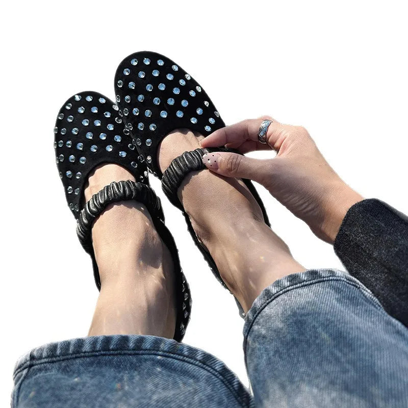 AIERTU  -  New Women's Mary Jane Shoes Exquisite Rhinestone Casual Shoes for Woman Fashion Ballet Flat Shoe Designer Shoes Zapatos De Mujer Aiertu