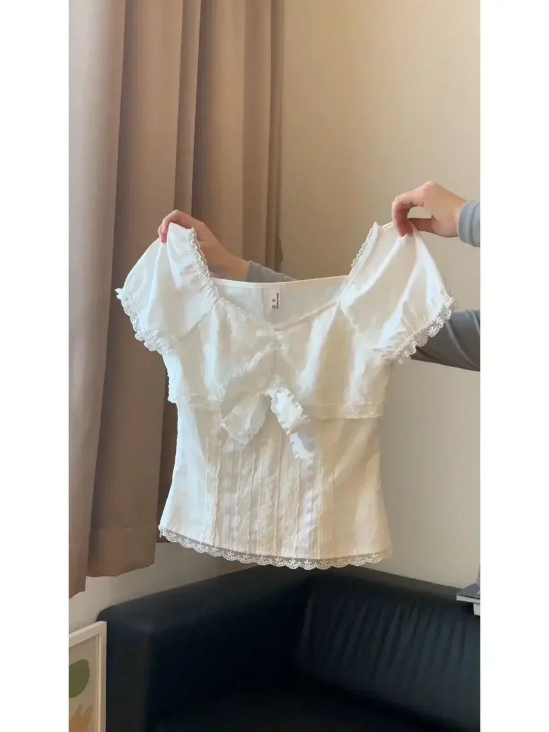 Aiertu Summer New Two Piece Sets Women Japanese Sweet Vintage Lace Slim Short Sleeve Tops + Y2k High Waist Bow Patchwork Skirts Aiertu