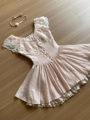 AIERTU  -  Shoujo Girl Lolita Lace Pink Dresses Y2k Sweet Kpop Sleeveless High waist Ball Gown Woman Summer Dress Harajuku Cute Short Skirt Aiertu