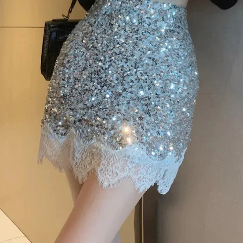 Aiertu NEW YEAR DRESS TO IMPRESS Skirts For Women Sequin Short Lace Mini Woman Skirt Harajuku Stylish Y2k Vintage Cheap V Modest Offer Aesthetic Hot Summer aiertu
