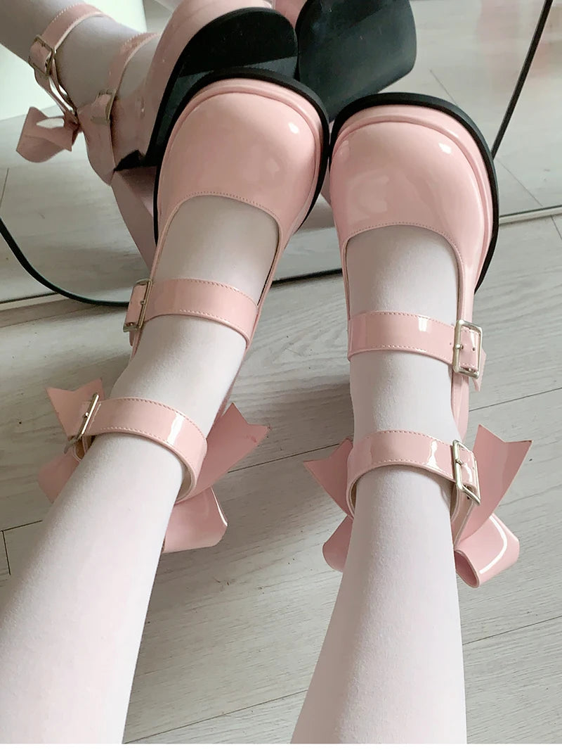 Aiertu Back  to school Platform High Heel Women Mary Jane Shoes Fashion Shallow Butterfly-knot Autumn Ladies Dancing Party Prom Pumps Aiertu