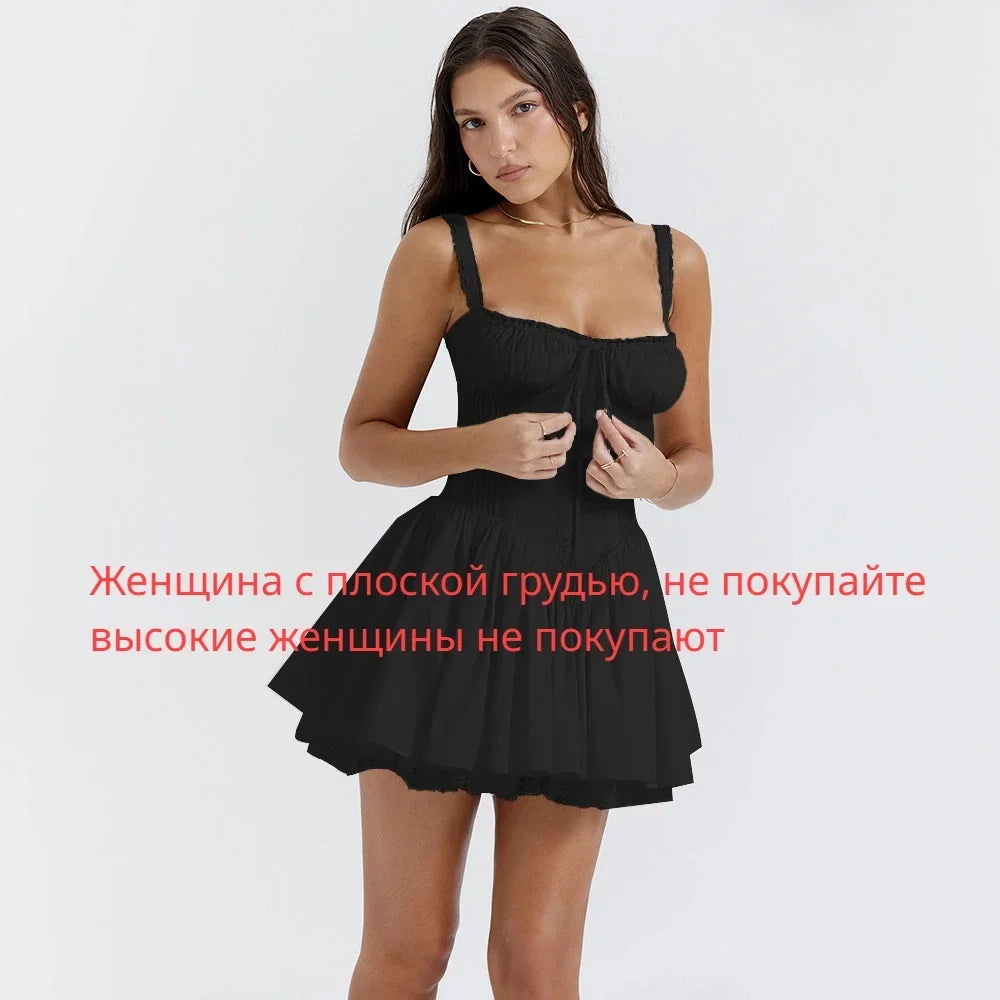Aiertu Summer White A Line Women's Dress  Mini Elegant Lace Up Dress Sexy Casual Spaghetti Strap Holiday Party Dress High Quality Aiertu