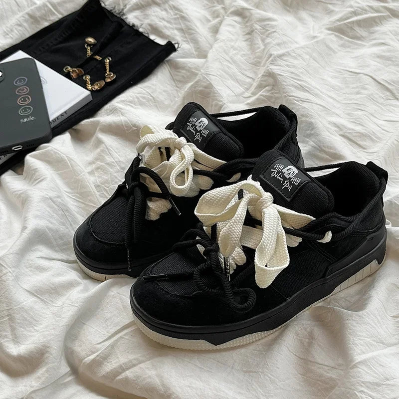Aiertu Spring/Summer Retro Niche Design with Strap Skateboard and Bread Shoes Men's and Women's Trendy Contrasting Color Sports Shoes Aiertu