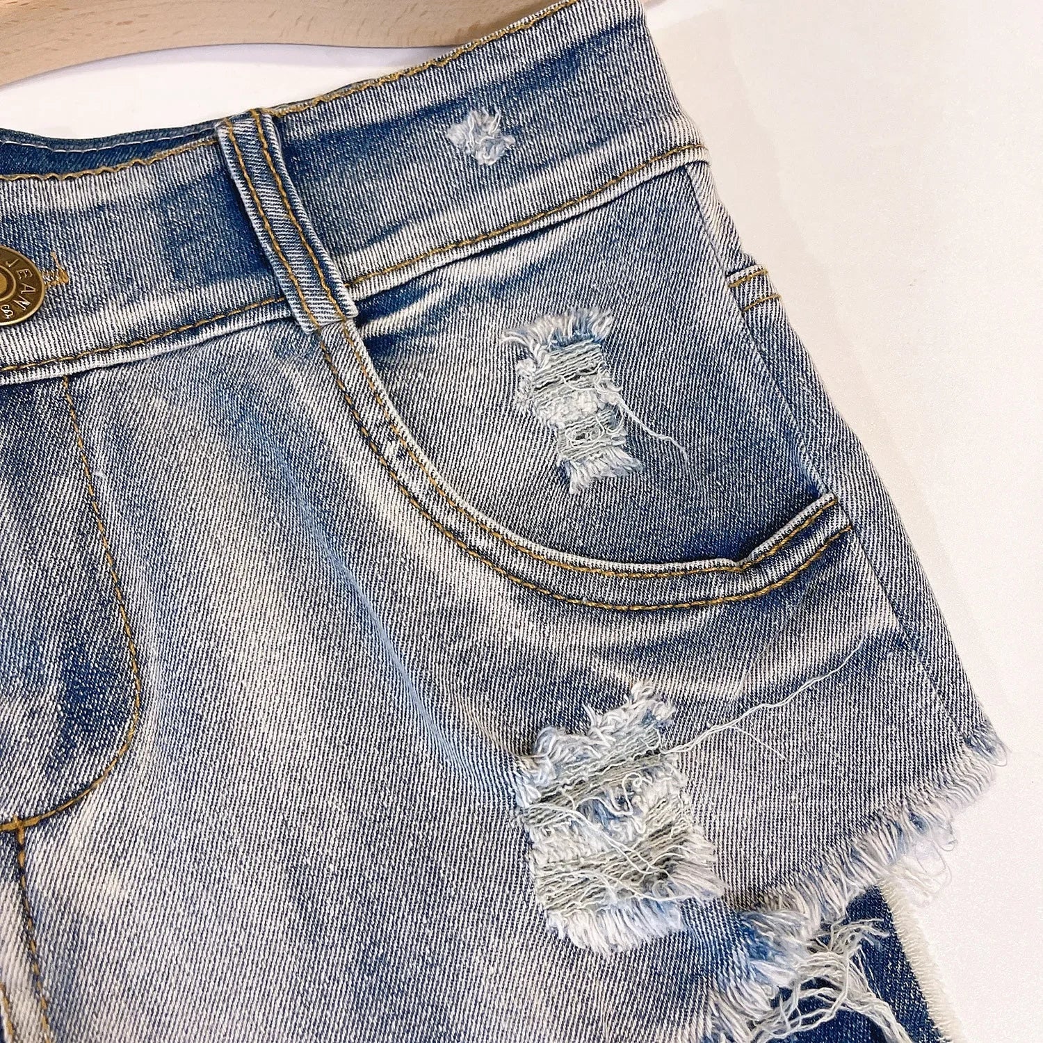 AIERTU  -  New Sexy European American Style High-Waisted Slim Fit Jeans Shorts For Women Fringe Denim Short Pants Funny Casual Aiertu