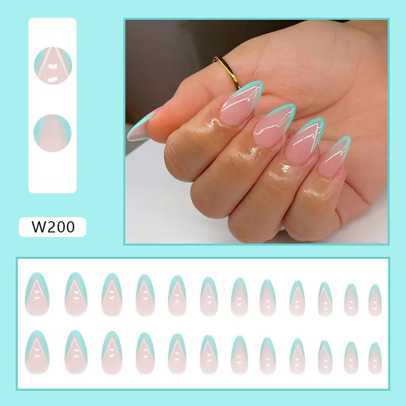 Aiertu 24pcs/Box Ballerina Nail Tip Purple with Design Manicure Patches Fresh Floral Almond False Nails Press on Med Nails Detachable Aiertu