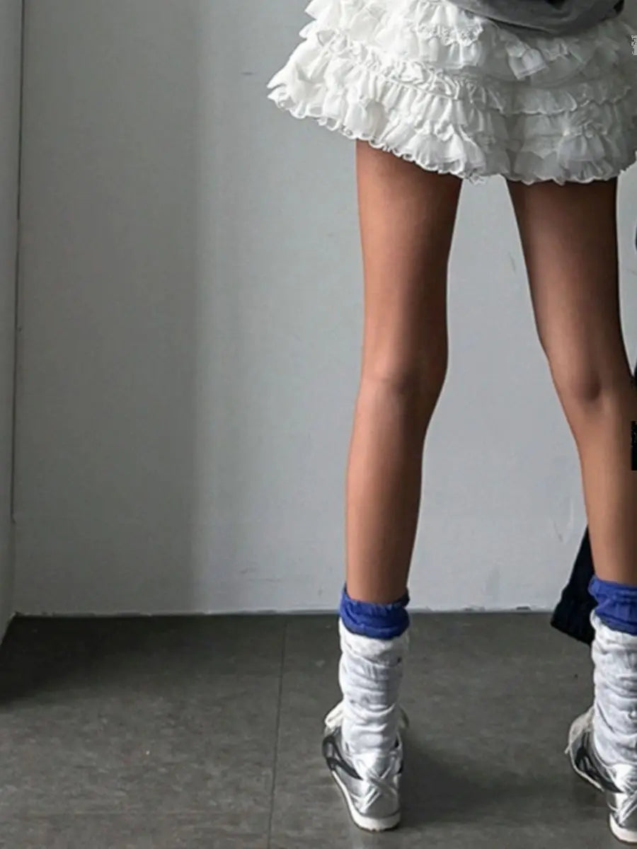 Aiertu Korean Style Summer New Academy Style White Cake Shorts Lace Sweet Cool Girl High Waist Slimming Fluffy Short Skirts for Women Aiertu