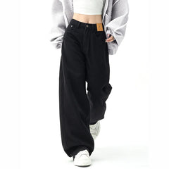 Aiertu Black Baggy Straight Jeans Women Korean Fashion Streetwear High Waist Wide Leg Denim Pants Female Loose Mopping Jean Trouser Y2K Aiertu
