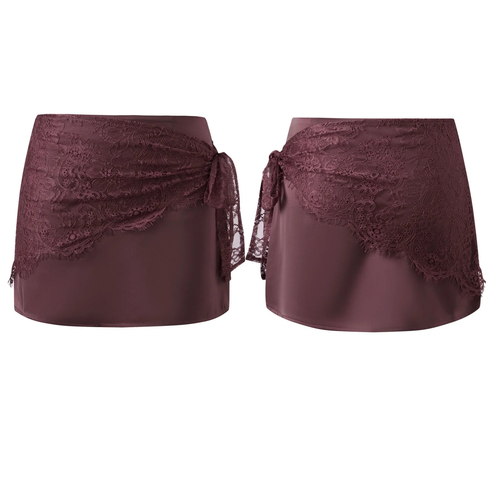 AIERTU  -  Summer Women's Satin Mini Skirts High Waist Bodycon Lace Wrap Skirts Party Club Elegant Sexy Skirts Aiertu