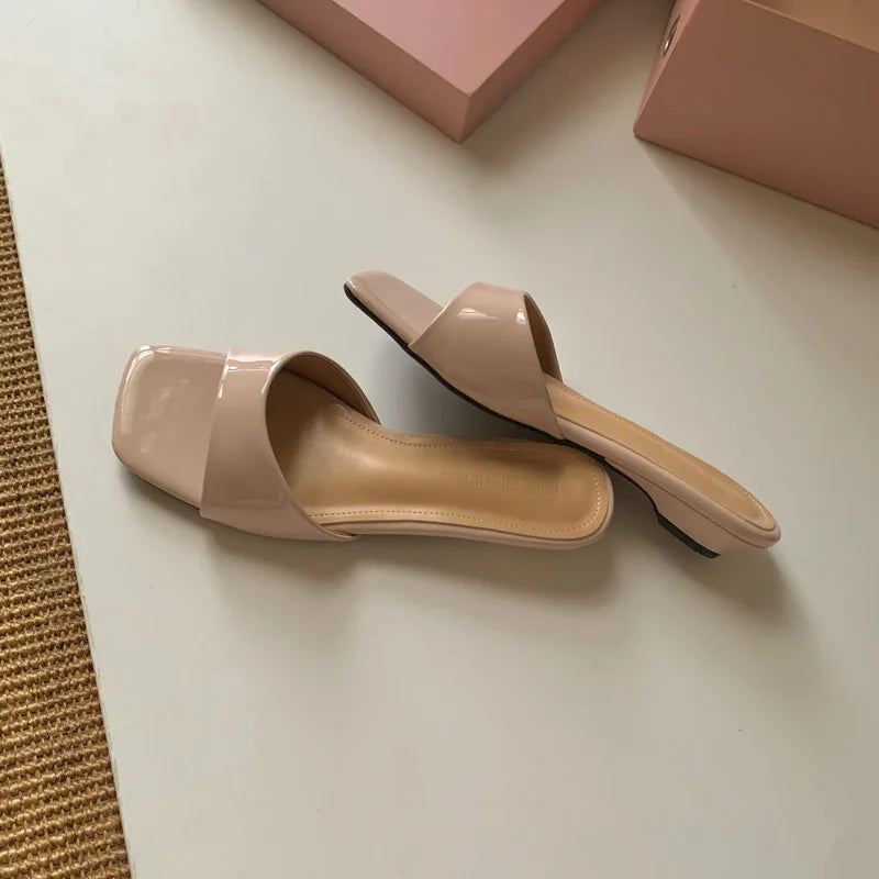 AIERTU  -  New Women Shoes Exquisite Square Head Flat Slippers for Woman French Style Vacation Casual Shoes Designer Shoes Zapatos De Mujer Aiertu